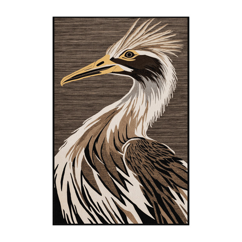 Washable Kori Bustard Wildlife Area Rug, Runner 2' x 4'