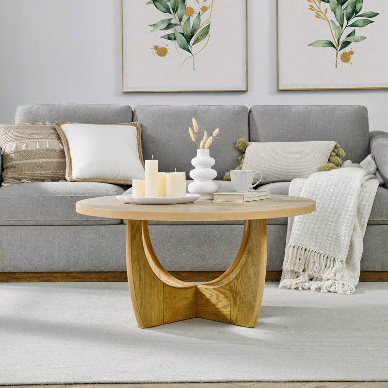 Table basse ronde en bois 36 po, Brun