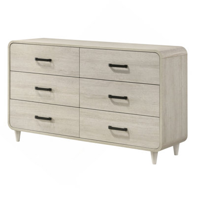 1Pc Contemporary White Finish Ample Drawer Space Six Drawers Dresser Storage Wooden Furniture