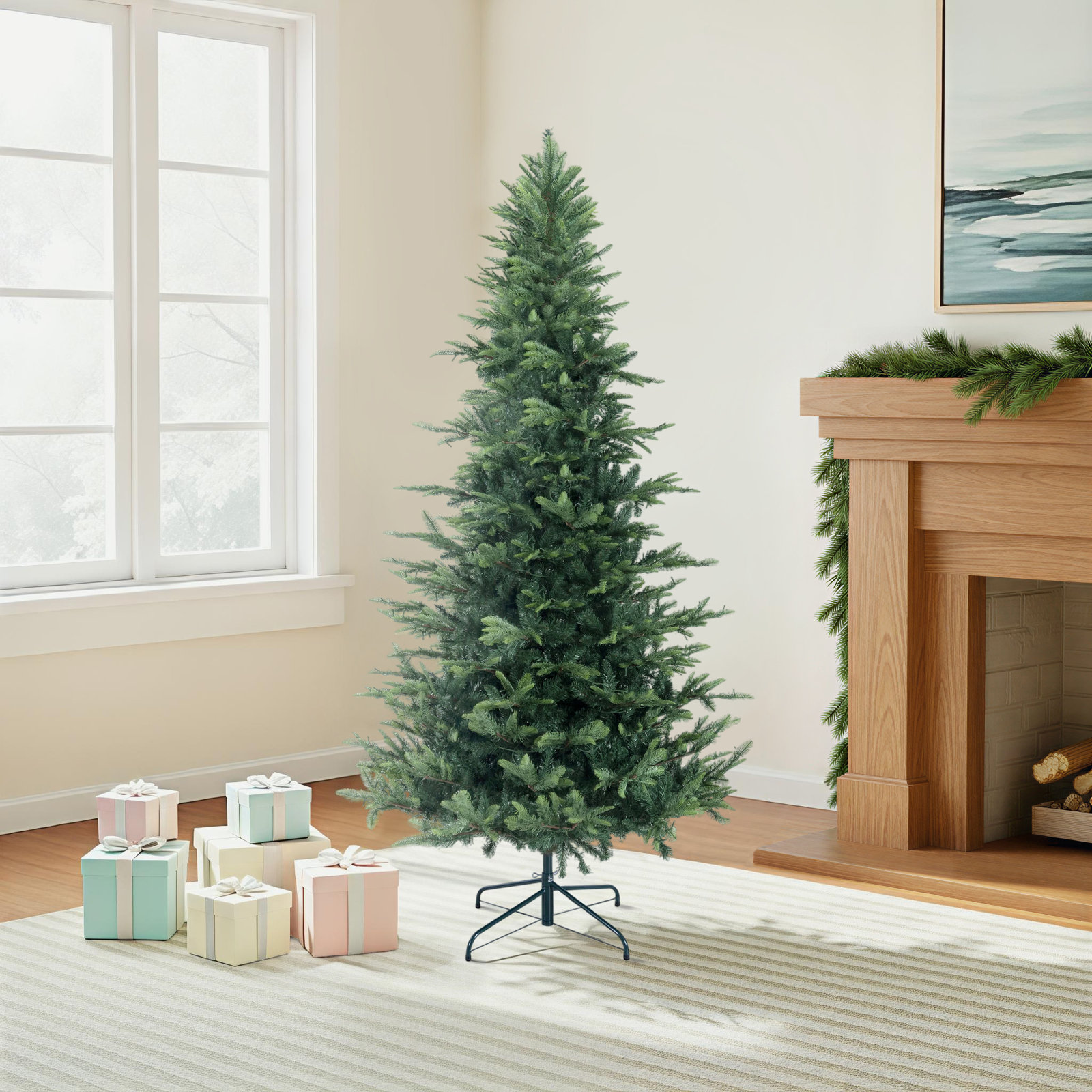 Pre-Lit Spruce Christmas Tree, 6.5 ft