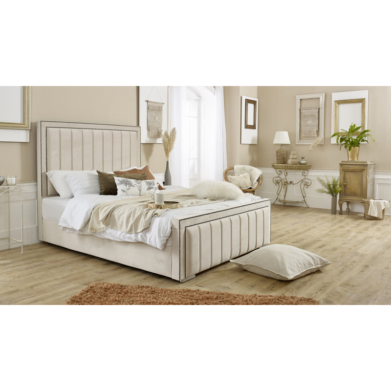 Ajea Upholstered Bed, Beige, Single (3')