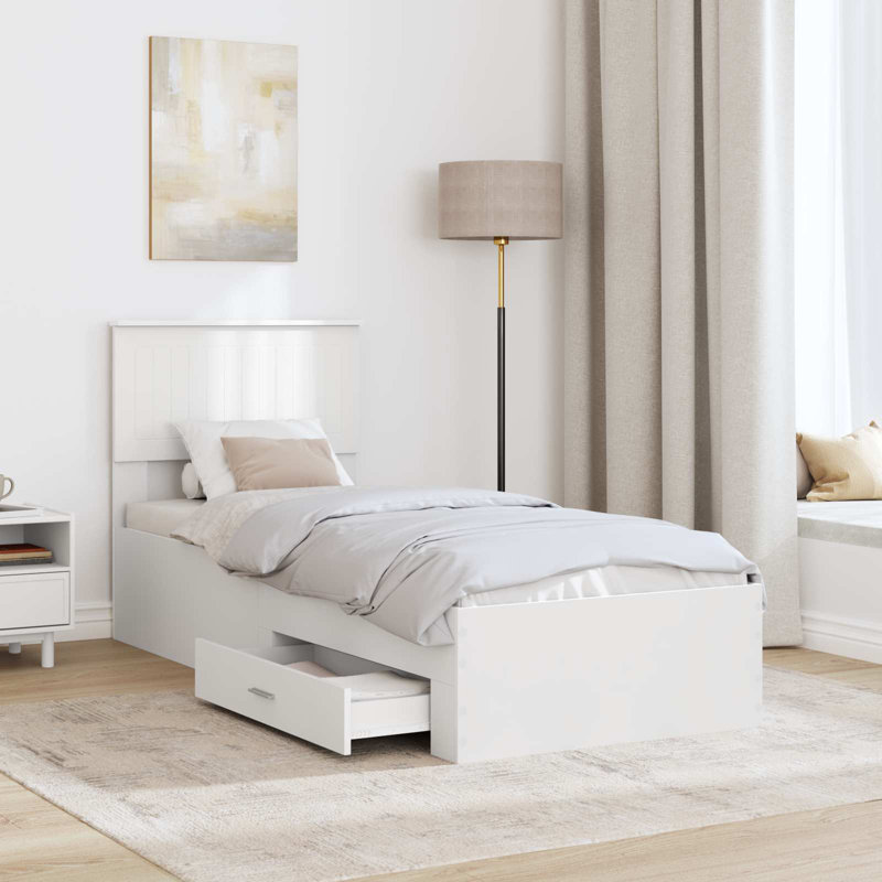 Bed Frame, Small Single (2'6), White/Silver