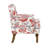 Red And White Floral Side Chair With Decorative Nailhead Trim, Solid Wood Legs, High - Resiliency Foam, Versatile For Living Room, 29.19 In Depth
