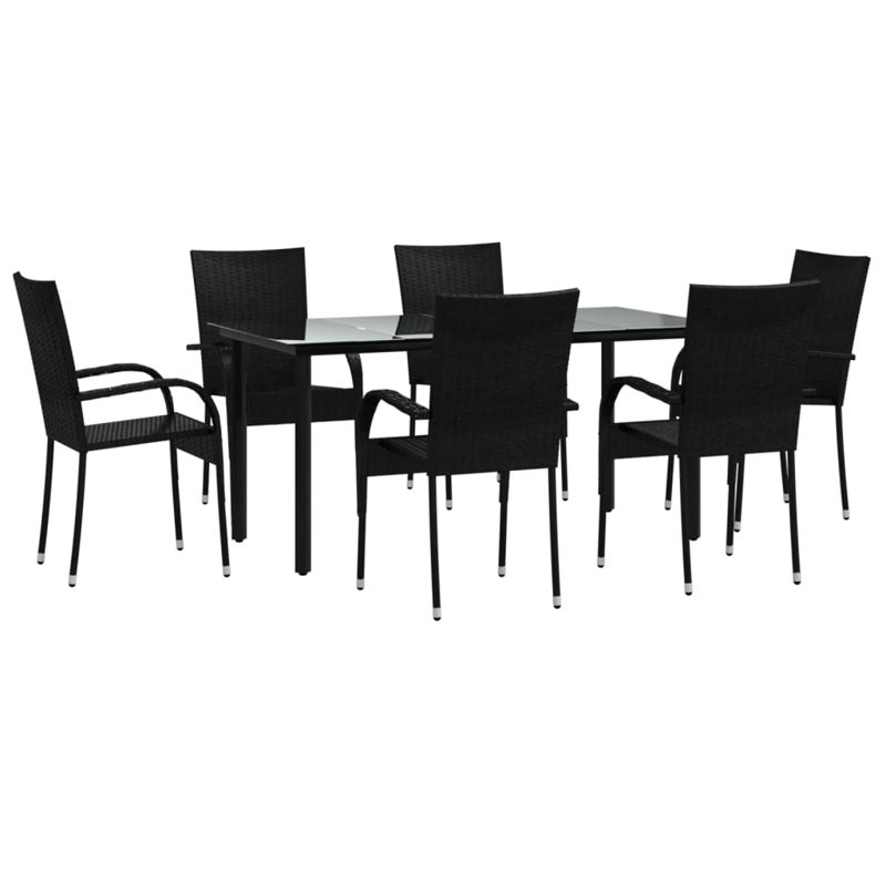 Ensemble de salle à manger d'extérieur noir