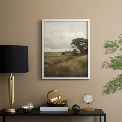 Reproduction encadrée de paysage rétro Vintage - bois massif