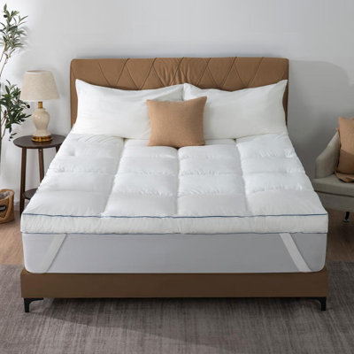 Kilsey 4'' Non-slip Mattress Topper Fluffy Soft Breathable, with Alternative Filling