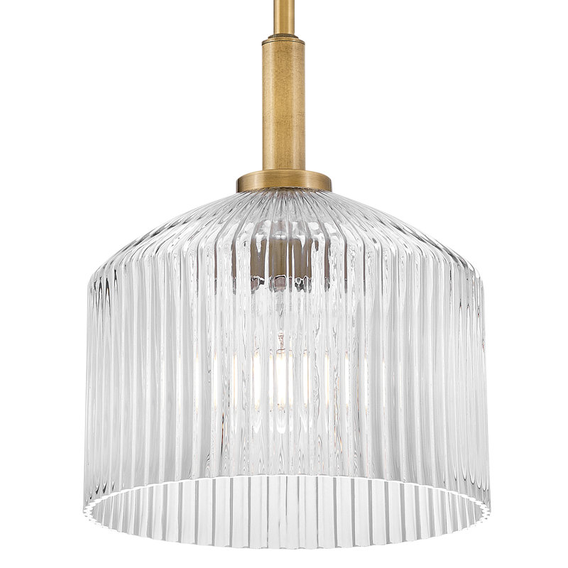 Lisette Small Pendant Light with Ribbed Glass, Clear