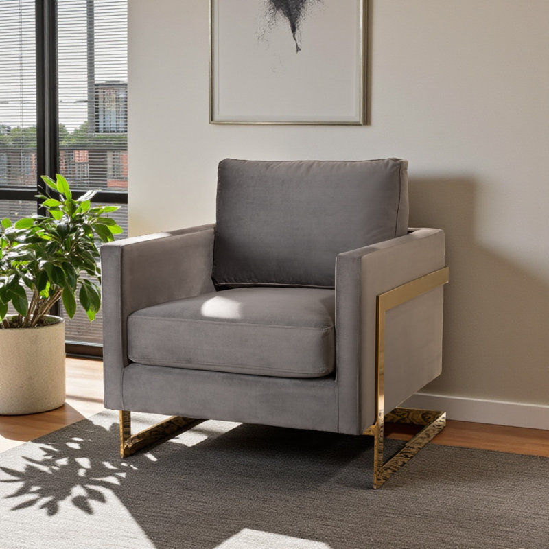 Velvet Armchair, Gray Velvet