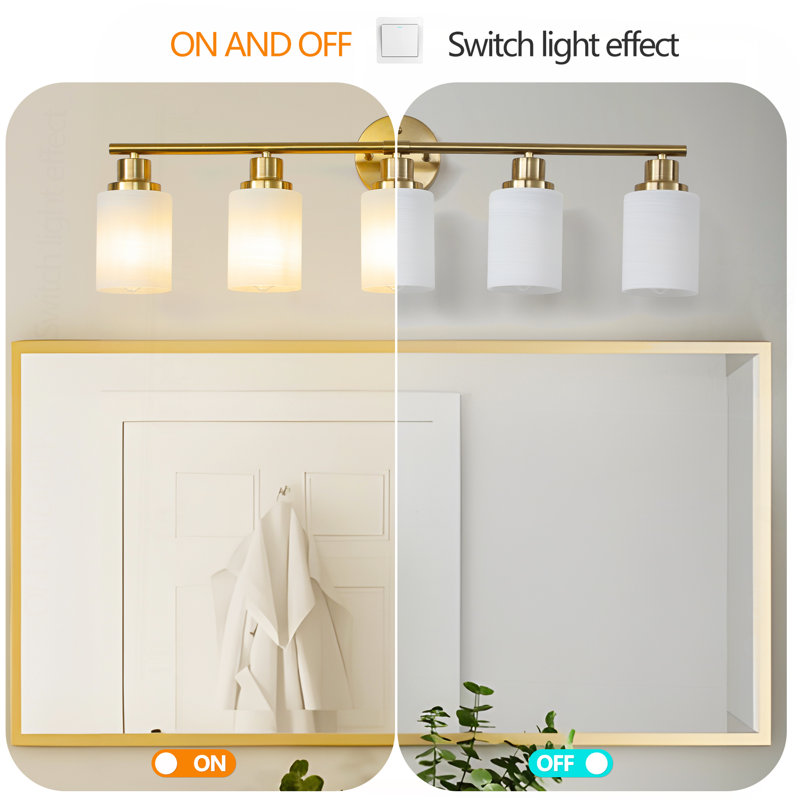Miroir de salle de bain Modern, 5 lumières, H 10,2 po x l 31,5 po x P 6,3 po, Blanc