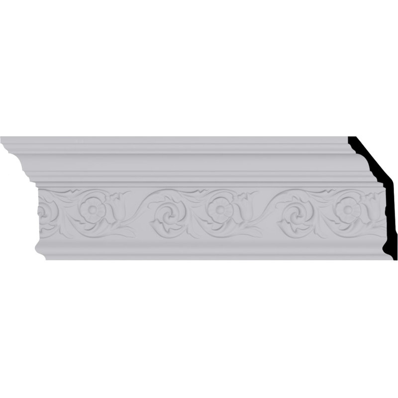 94.5" White Polyurethane Floral Crown Moulding