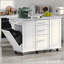 Îlot de cuisine de 50,7 po avec rangement, poubelle inclinable et organisateur de rangement escamotable, îlot de cuisine sur roulettes à 5 roulettes avec abattant, 2 tiroirs, 1 porte pour la cuisine, la salle à manger-1291185656