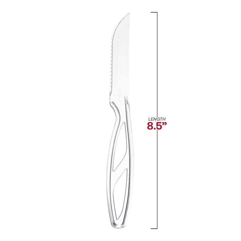 Couteaux à steak jetables en plastique transparent - Couteaux 360