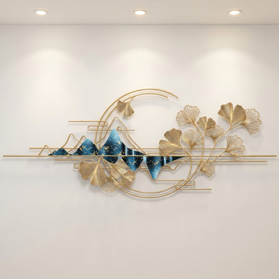 Modern Ginkgo Leaf Metal Wall Art - Large Scale 3D Wall Decoration