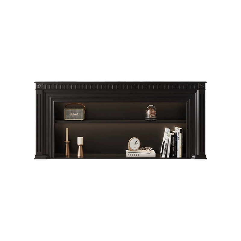 Black Solid Wood TV Cabinet Fireplace, 29.53" H x 78.74" W x 12.6" D