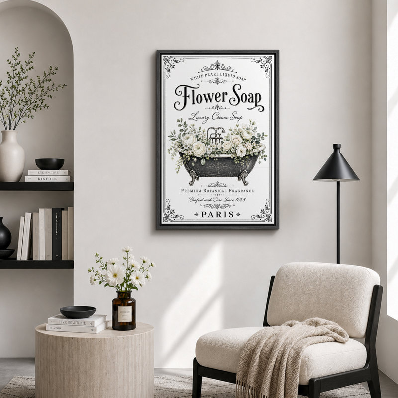 «Paris Flower Soap Botanical Bathaign», impression sur toile encadrée, impression sur toile, 24" H x 16" W x 1.5" D