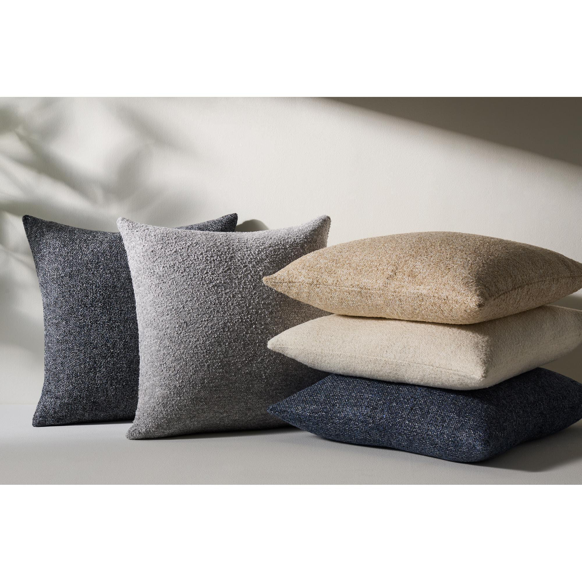 Amalfi Boucle Throw Pillow, Navy, 22" x 22", Pillow Cover Only - No Insert