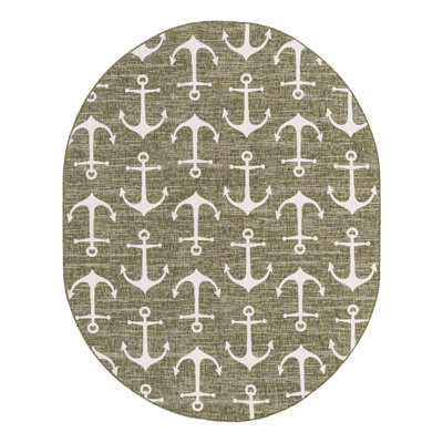 Tapis d'intérieur / extérieur en plastique tissé à la machine Glidden - vert / ivoire