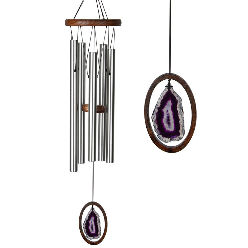 Large Purple Agate and Metal Wind Chime