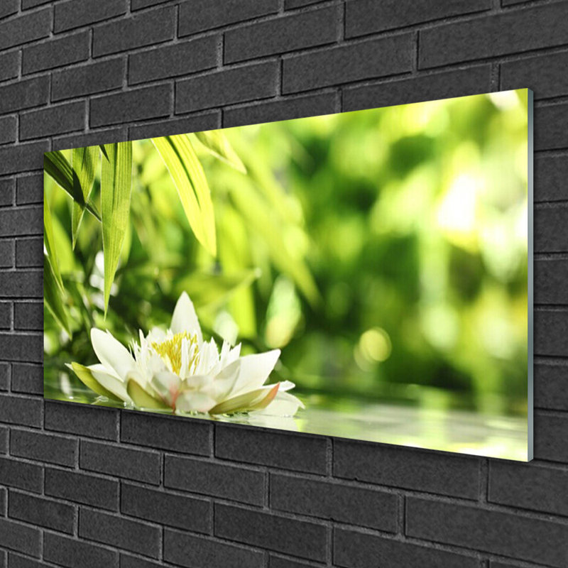 Floral Flower Leaves - No Frame Print on Glass