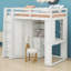Lit mezzanine moderne avec armoire de rangement intégrée, bureau, plateau à clavier coulissant et station de charge-1851147746