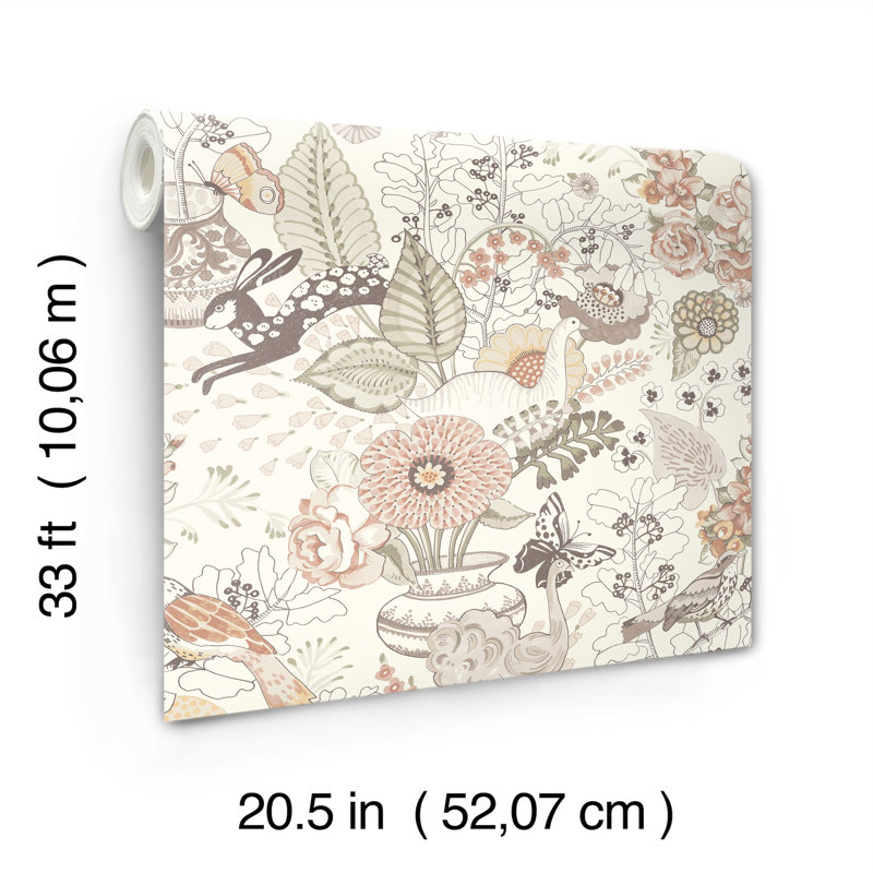 Whimsy Coral Fauna Wallpaper, Pink