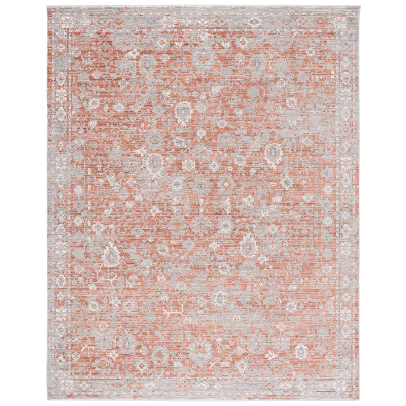 Oriental Area Rug in Rust/Gray, Rectangle 10' x 13'