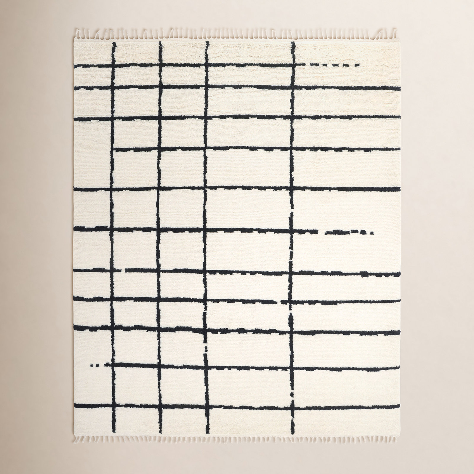 Hoxton Handmade Ivory/Black Rug, Rectangle 8' x  10'