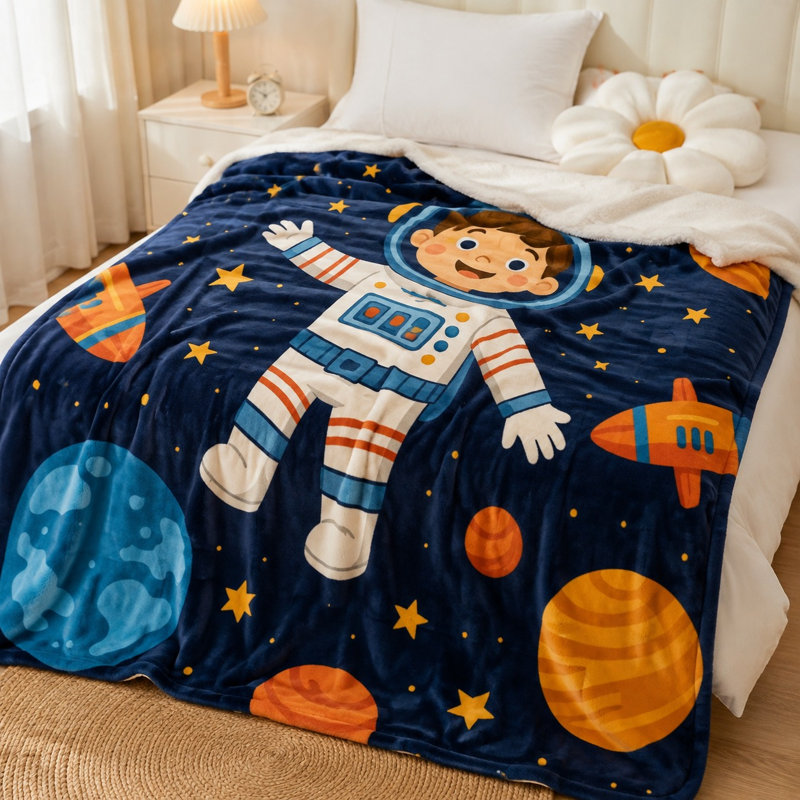 Mignon astronaute mignon, motif de planètes de l'espace, douillette douillette pour canapé, canapé, chambre à coucher, décoration de salon