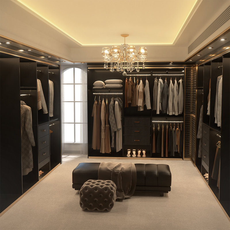 Nakada 19'' - 59" W Small Closet System with Drawers, Black