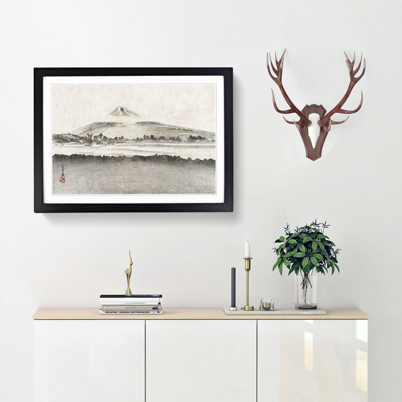 Mountain Landscape by Ogata Gekko - Framed Print, 36cm H x 48cm W x 2cm D, Black Framed