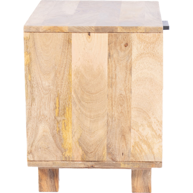Ashton 1 - Drawer Solid Wood Nightstand, Natural/Matt Lacquer