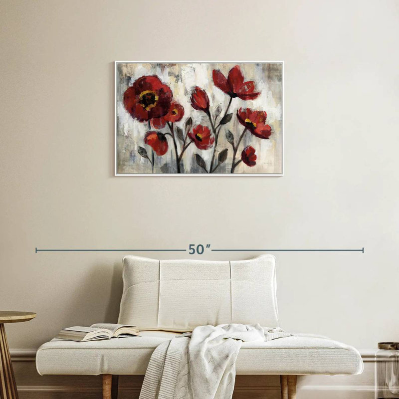 Simplicité florale, Cadre flottant blanc, 31 po x 21 po
