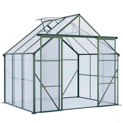 Double Door Polycarbonate Greenhouse Raised Base And Anchor Aluminum Heavy Duty Walk-In Greenhouses For Outdoor Backyard In All Season