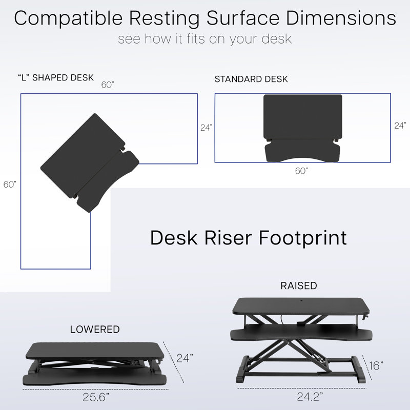 VIVO Height Adjustable Standing Desk Converter (DESK-V000K Series), Black/Black, 26"