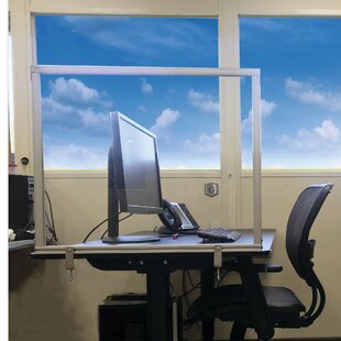 Obex Acrylic Desk Privacy Panel & Barrier for Office Cubicle Desk & Table  Mounted Modesty Panel, 12 X 24, Clear