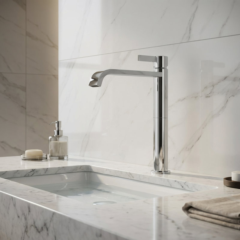 High Single Lever Basin Mixer Faucet, Black
