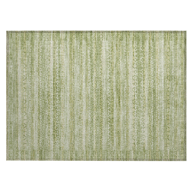 Machine Washable Indoor/Outdoor Xhevrie Sage Rug