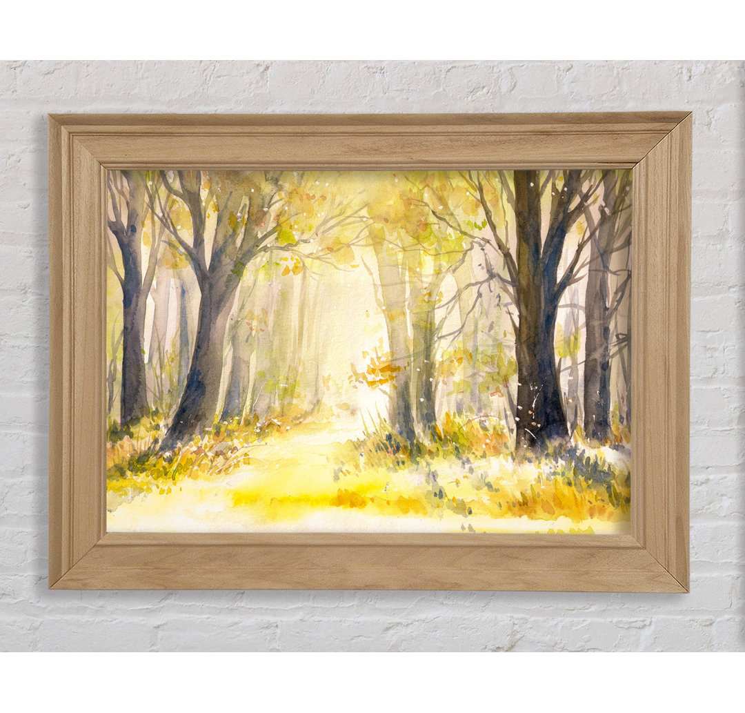 Yellow Forest Woodland Aquarell - Einzelner Bilderrahmen Kunstdrucke