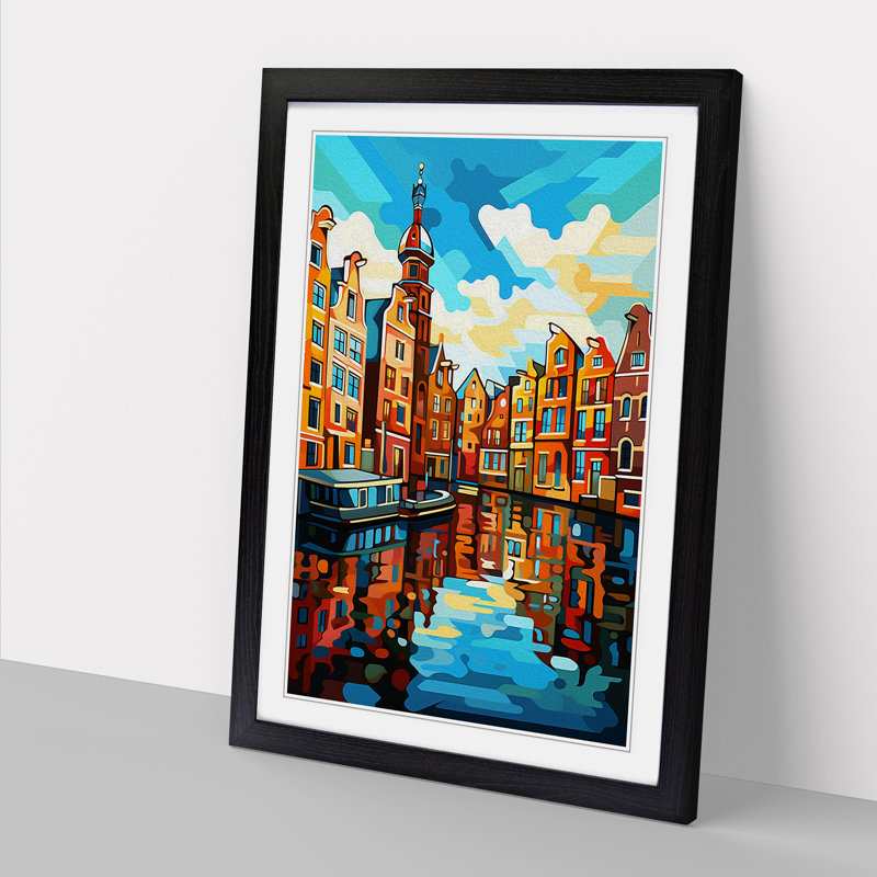 Amsterdam Cubism Framed Print, Black , 46cm H x 34cm W x 2cm D