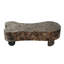 Table basse irrégulière moderne en faux travertin, plateau de table en faux marbre imitation bois, avec rangement caché et détails cannelés
