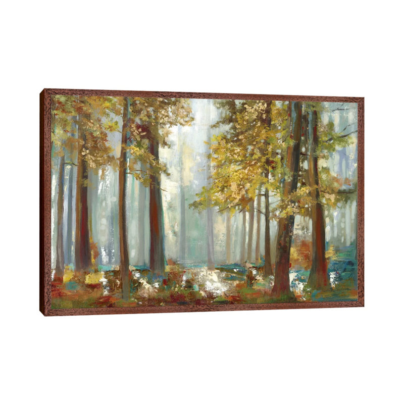 Upon The Leaves by Allison Pearce - Painting on Canvas, 101.6 cm H x 66.04 cm W, Classic Brown Wood Framed Canvas