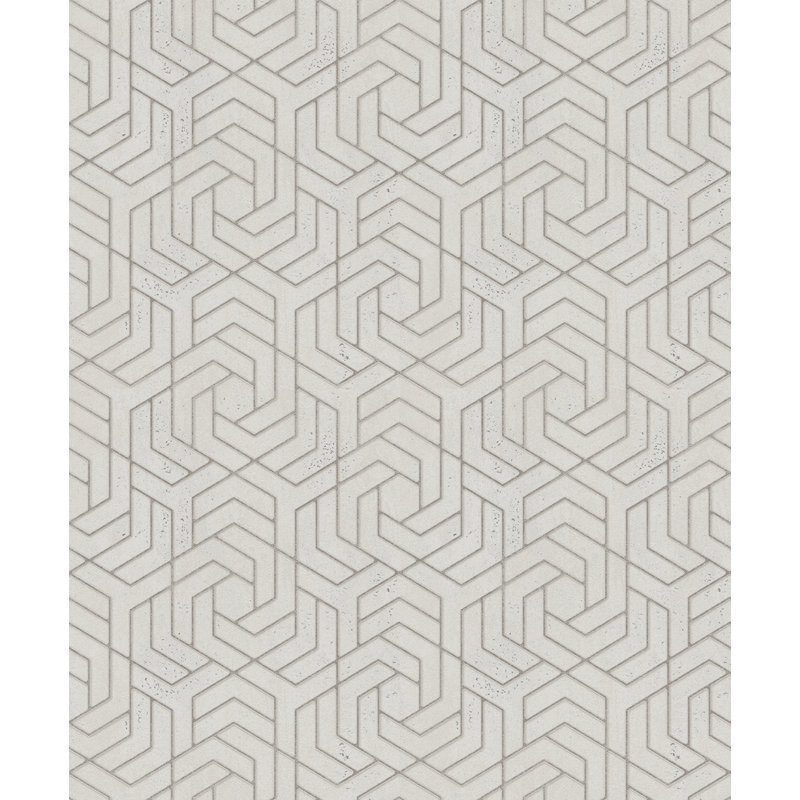 Concord Wallcoverings Geometric Textured Wallpaper Featuring Overlapping Shapes, Grey Silver Copper Pink, 21In X 33Ft(56Sqft); 32609