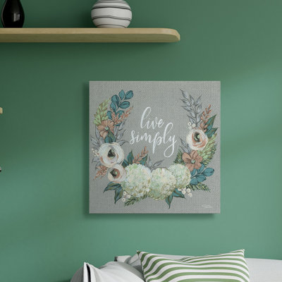 «Live Simply Sentiment Blooming Flower Wreath» par Michele Norman - impression