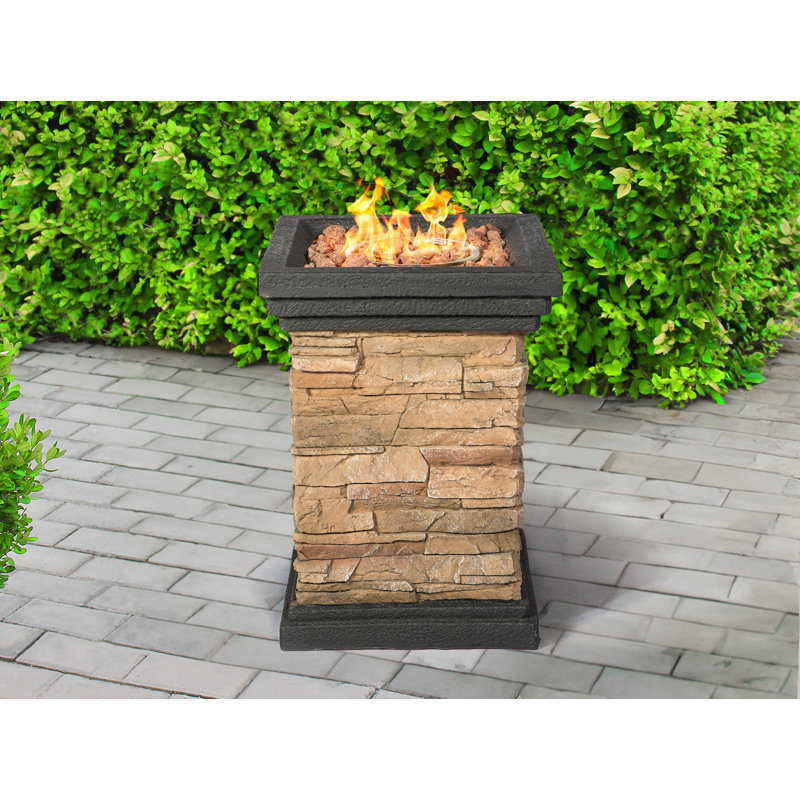 Aledra Square Polyresin Propane Smokeless Fire Column
