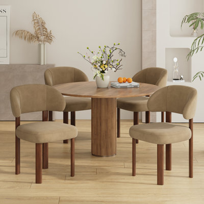 Modern Upholstered Dining Chair with Curved Back
