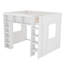 Grand lit mezzanine en bois avec armoires de rangement et tablettes-419590130