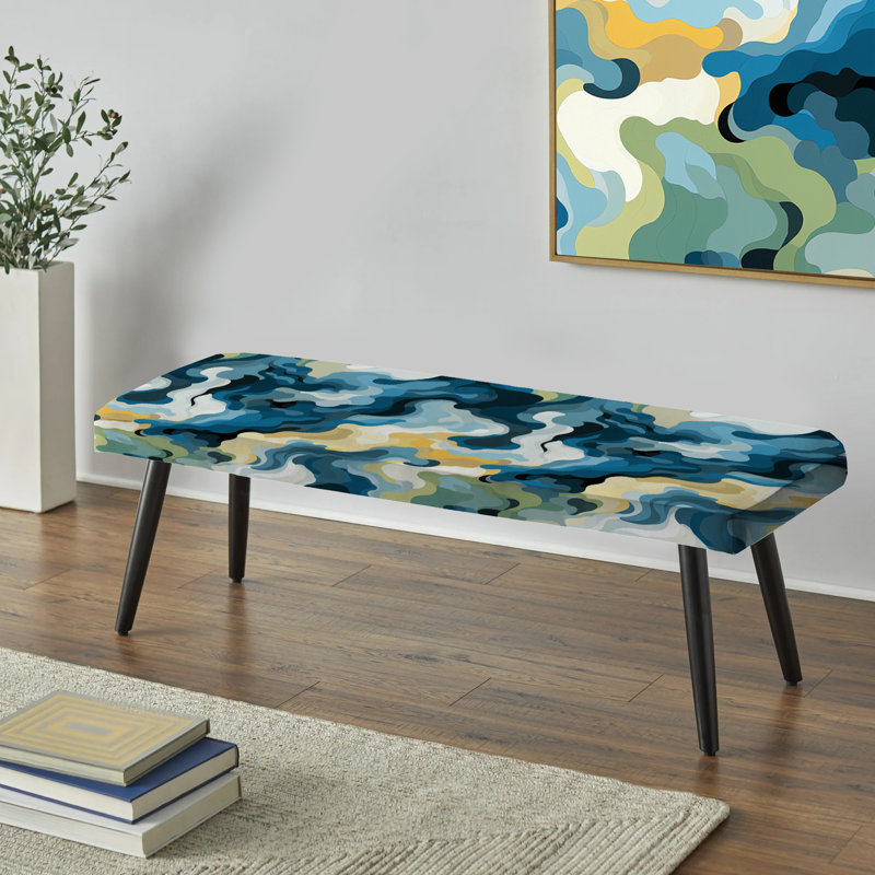 Blue Nomadic Blue Camouflage - Camouflage Upholstered Black Bench