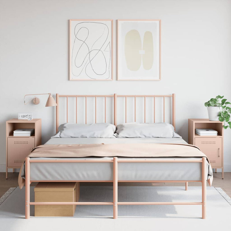 Bedside Cabinets 2 pcs 36x39x68 cm Steel, Pink