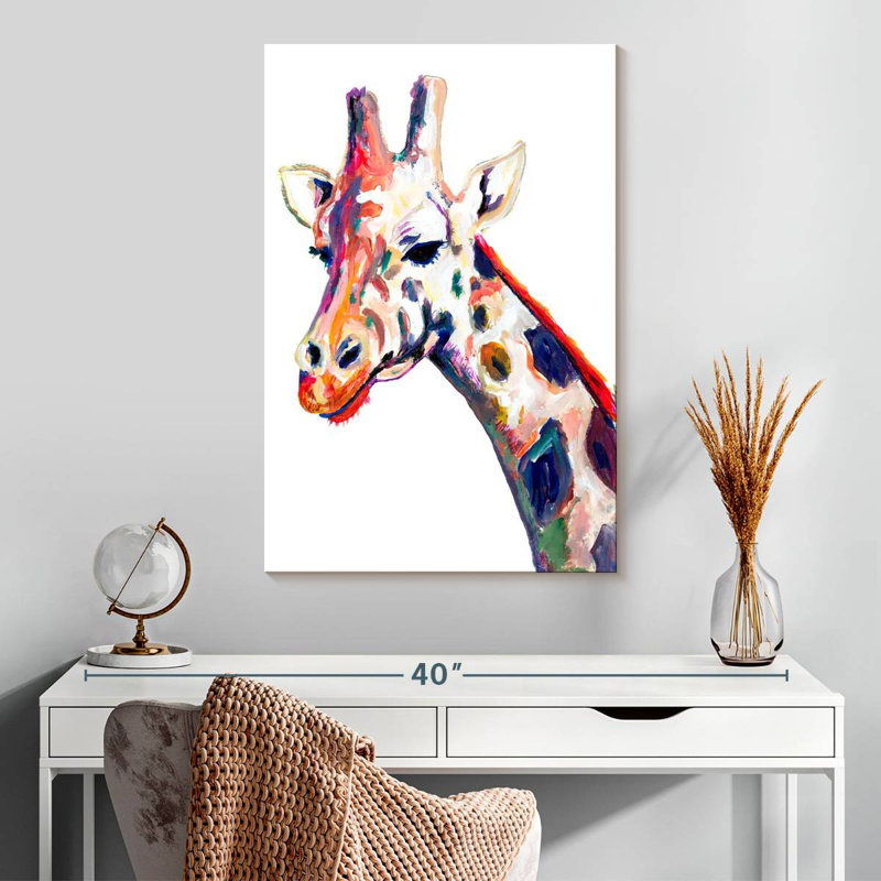 Brampt Colorful Giraffe On White, 30" H x 20" W