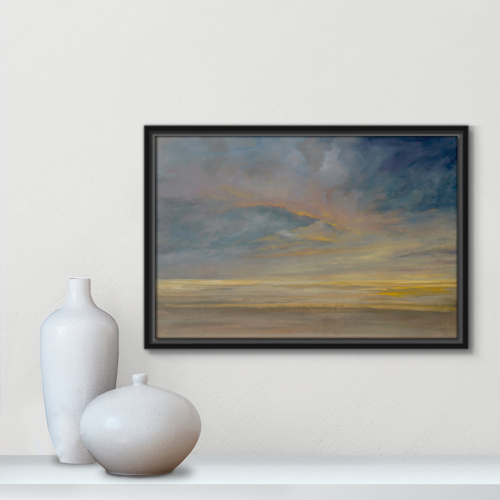 Saffi "Dawning Unrest" Painting, 13.5" H x 19.5" W, Espresso